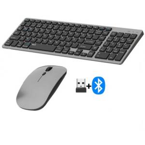 BKB12 Şarj Edilebilir Kablosuz Klavye Mouse Set Bluetooth + USB Alıcı Bağlantı