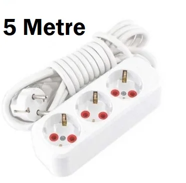 3'lü Topraklı Grup Priz – 5 Metre Uzatma Kablolu P35