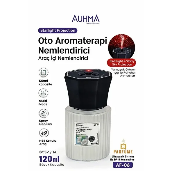 Auhma Af-06 Araç İçi Hava Nemlendirici & Koku Makinesi Ebony Esansı – 120ml