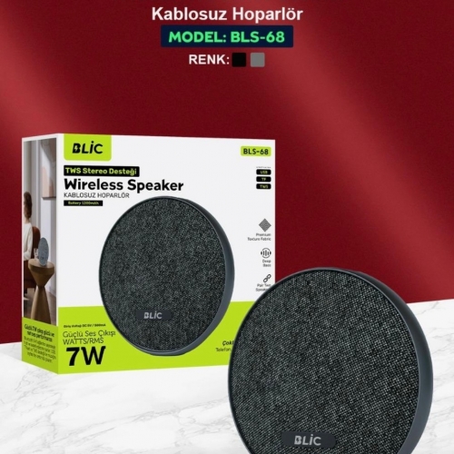 Bls-68 Bluetooth Hoparlör 7W – Kumaş Kaplı – Tws Stereo – Usb/tf Destekli Kablosuz Speaker