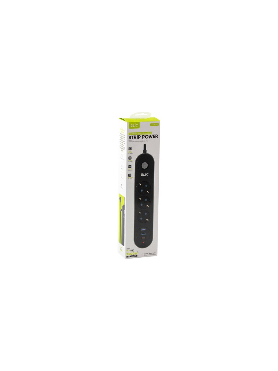 Ftr-01 Akım Korumalı Priz | 16A 250V Güç Kapasitesi, Aşırı Gerilim ve Kısa Devre Koruması Type-c ve Usb Şarj Girişleri
