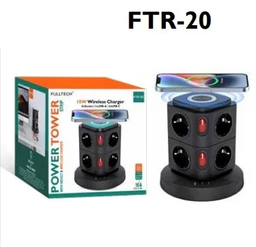 FTR-20 8x PRİZ 1x USB 2x TYPE-C WİRELESS ŞARJ AKIM KORUMALI PRİZ
