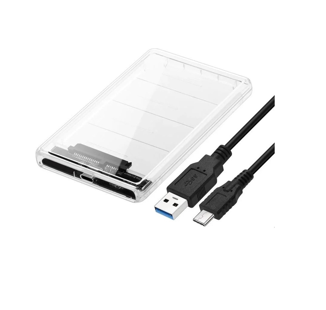 MULTICOLOR 2.5 Sata Type C Usb 3.1 Usb 3.0 Şeffaf Harici Ssd Hard Disk Kutusu MC-4389. zr-22