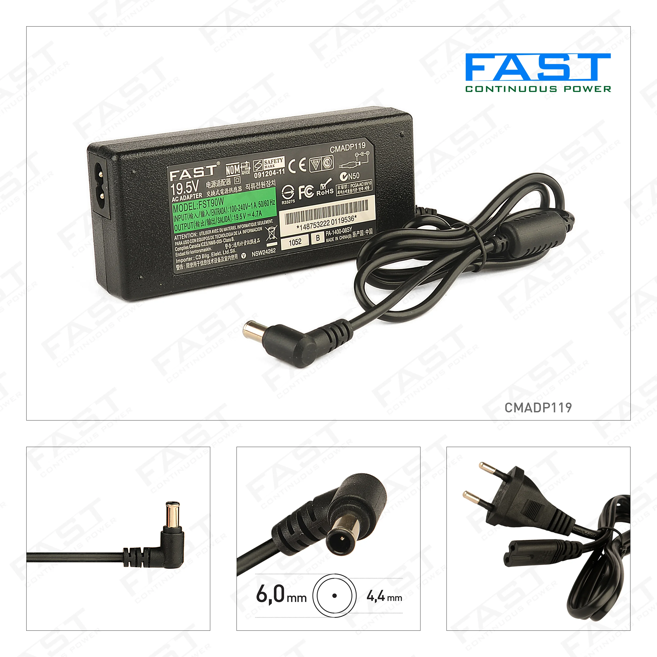 SONY CMADP119 90W 19.5V 4.74a 6.0 - 4.4mm NOTEBOOK ADAPTÖR C119