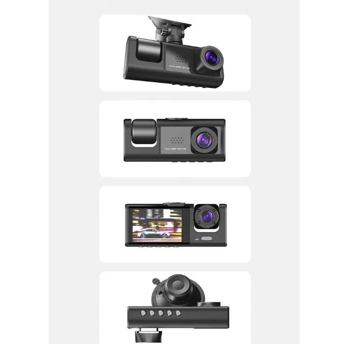 TA-01 Araç İçi Kamera Gece Görüşlü LCD Ekranlı 1080P 3 Kameralı Araç Kamerası TA01